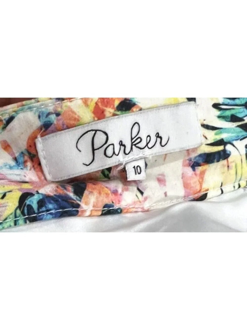 Parker Womens Multicolor Tropical Print Pleated Midi Skirt Size 10